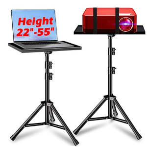 Projector Stand, 33LB Load Bearing & 22-55" Height Adjustable, for Projector/Laptop/DJ Gear, Outdoor/Office/Studio - Stable Base (Black)