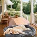 OhGeni Orthopedic Big Dog Couch X-Large Sized Pet Beds for Fathers Gifts with Comfort Foam Support, Soft Indestructible Fabric, Machine Washable Waterproof Removable Cover, 42-Inch (Gray)
