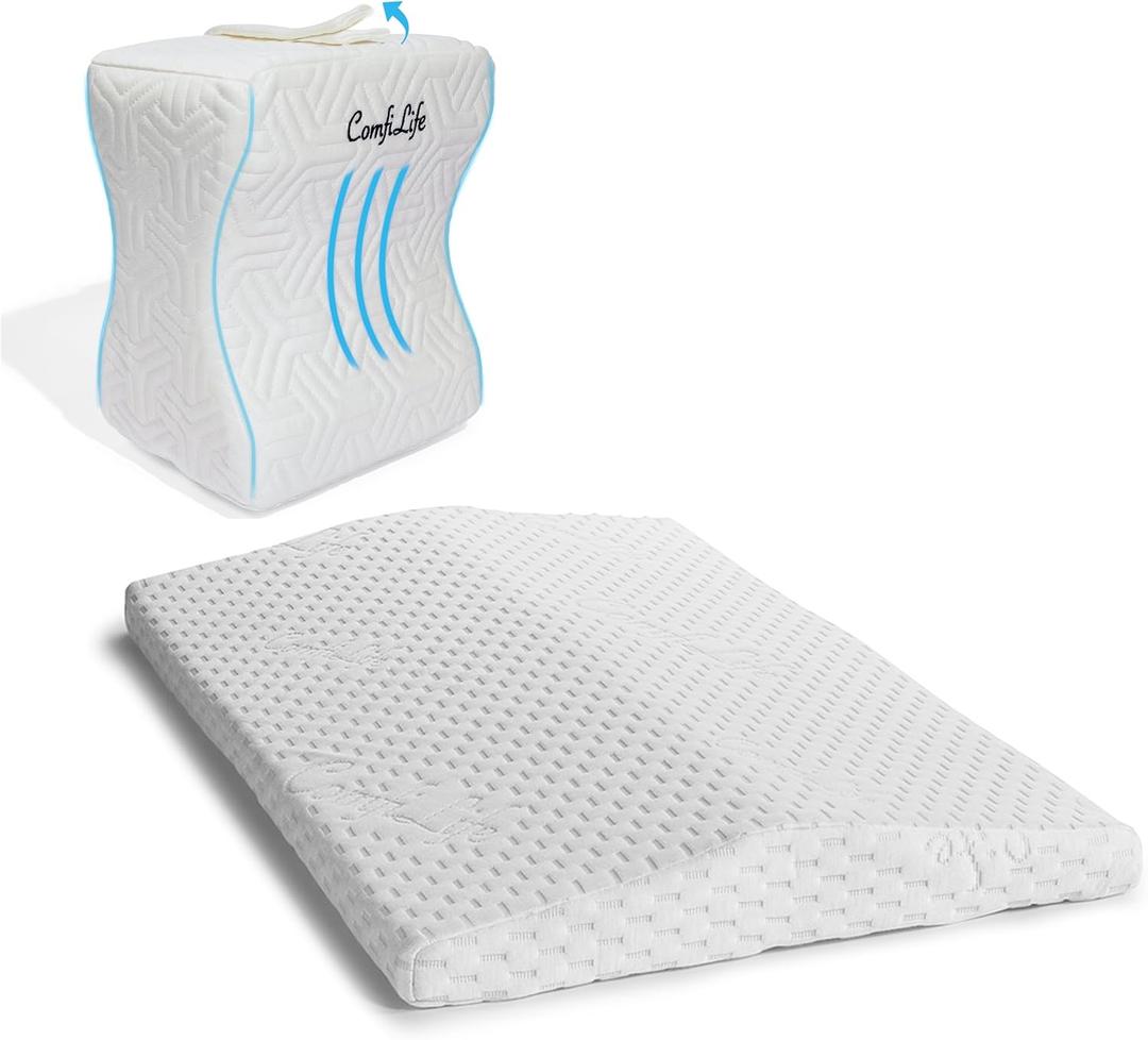 ComfiLife Knee Pillow for Side Sleepers & Sleep Lumbar Support Pillow Bundle – Ultimate Support for Side Sleepers and Back Pain Relief