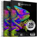 ARTISTIC EYE 9x12 Premium Black Paper Pads, Spiral Bound Sketchbook, Pack of 2, 70 Sheets (150g/m2), Acid-Free Drawing Paper, Ideal for Kids, Teens & Adults