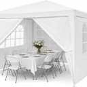 10x10 FT Outdoor Canopy Party Tent with Sidewalls and Door, White
