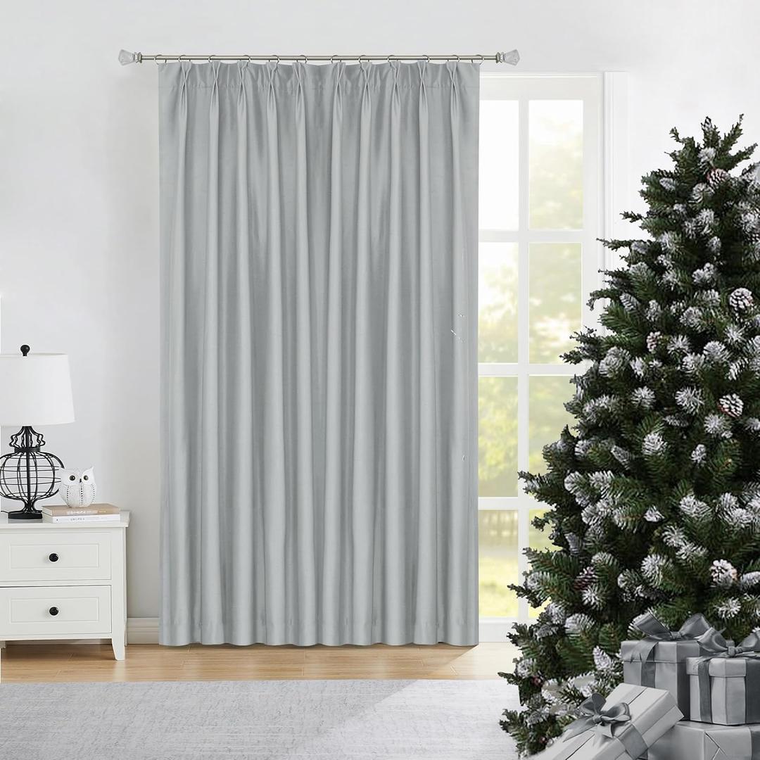 Central Park Grey Full Blackout Pinch Pleated Curtain 95 Inches Long for Bedroom Living Room Window Treatment Thermal Insulated Drapes with 12 Hooks (Ring not Include), 58"x95"x1, Weathered Gray