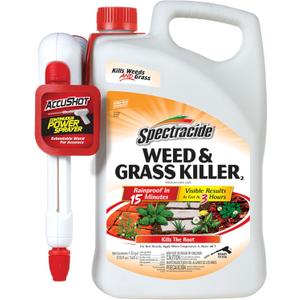 Spectracide Weed & Grass Killer, 1.33 Gallons, With AccuShot Continuous Power Sprayer Kills Broadleaf Weeds and Grasses Down to the Root, Rainproof in 15 Minutes with Visible Results in 3 Hours