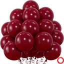 50pcs Burgundy Balloons,12 Inch Maroon Balloons for Birthday Wedding Baby Shower Valentines Day Party Decoration (With Ribbon & Adhesive Dots)