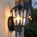 20’’ Extra Large Outdoor Wall Light Fixture, Exterior Wall Lantern Sconce | Waterproof, Rust-resistant, Matte Black, Water Ripple Glass, Quick & Easy Installation, Retro & Traditional, 20in