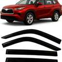 2020-2026 Tape-On Side Window Visor Deflectors for Toyota Highlander LE XLE XSE Hybrid Smoke Tinted Rain Guards 2020 2021 2022 2023 2024