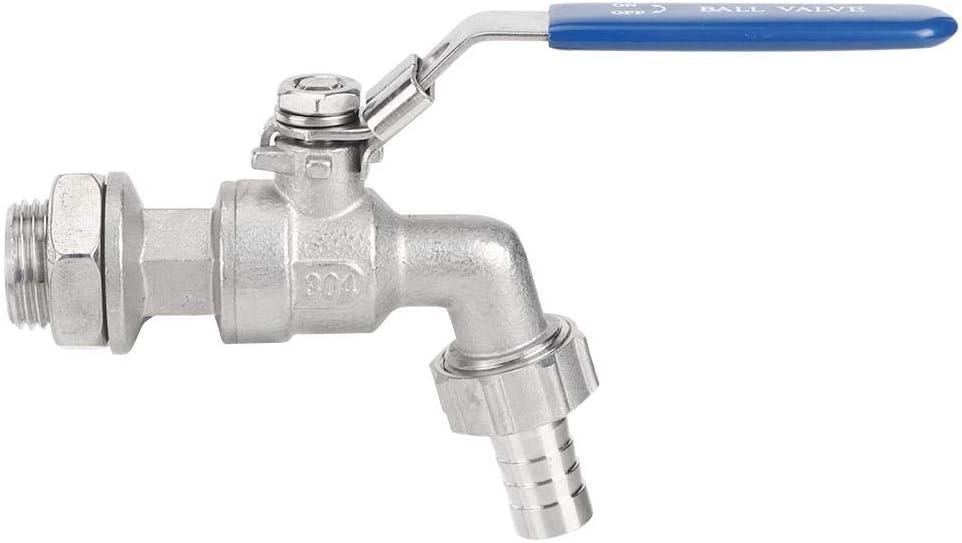 Fdit Stainless Steel Faucet Tap with 1/2 Inch Hose by Valve Weldless Bulkhead, 13mm Barb