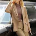 Cicy Bell Womens Casual Blazers Open Front Long Sleeve Work Office Suit Jackets Blazer (Large, Dark Khaki)