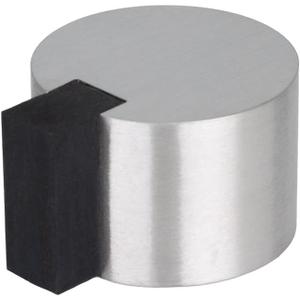 EVI Door Stoppers | Stainless Door Stop - Adhesive Fastening - Black Protector Rubber - 1.1 x 0.79 Inch Door Stopper