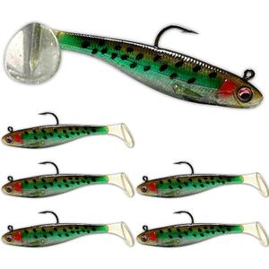 USA Bass Tackle Patriot Shad - Scent Infused Paddle Tail Swimbaits Pre Rigged Fishing Lures Premium Bait Strong Owner Hook, Fishing Gear for Bass Freshwater Predator Fish (1/4oz - 2.8", HD Trout)
