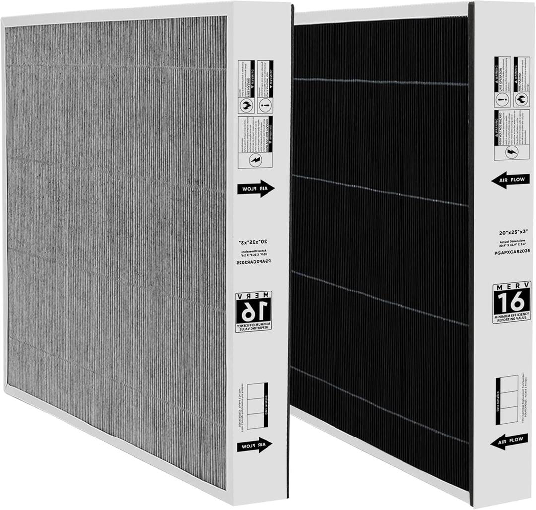 PGAPXCAR2025 Merv16-2 Pack Replacement Filter,20x25x3IN, Compatible Bryant/Carrier PGAPXCAR2025PGAPXCAR2025-a01,PGAPXCAR2025-a02, AGAPXCAR2025-A02, AGAPXCAR2025, Filter 2 PCS