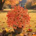 Alupssuc Set of 2 Artificial Fall Topiary Ball Flowers for Outdoor Decoration with Spike 20", UV Resistant Fake Autumn Floral Shrubs, Realistic Faux Bushes Plants for Garden,Yard,Porch and Patio Decor