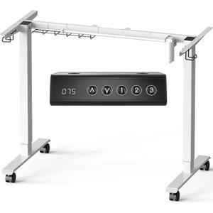 SHW Premium Electric Standing Desk Frame  Height Adjustable Motorized Base for 40" to 72" Table Tops, Smooth Lift Sit-Stand Frame for Home or Office, White