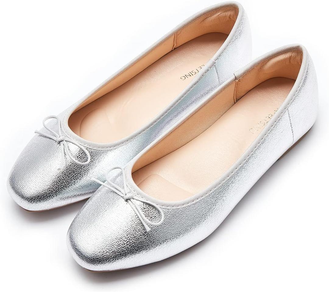 Women's Round Toe Ballet Flats Comfortable Bow Dressy Flats Shoes for Women 9