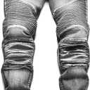 OIIIO Men's Retro Straight-Fit Stretch Jean (Gray)