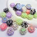 10pcs Rhinestone Focal Beads for Pens, Sparkling 3D Rose Flower Designs, Fancy Beads for DIY Jewelry Making Keychains Crafts Holiday Decorations
