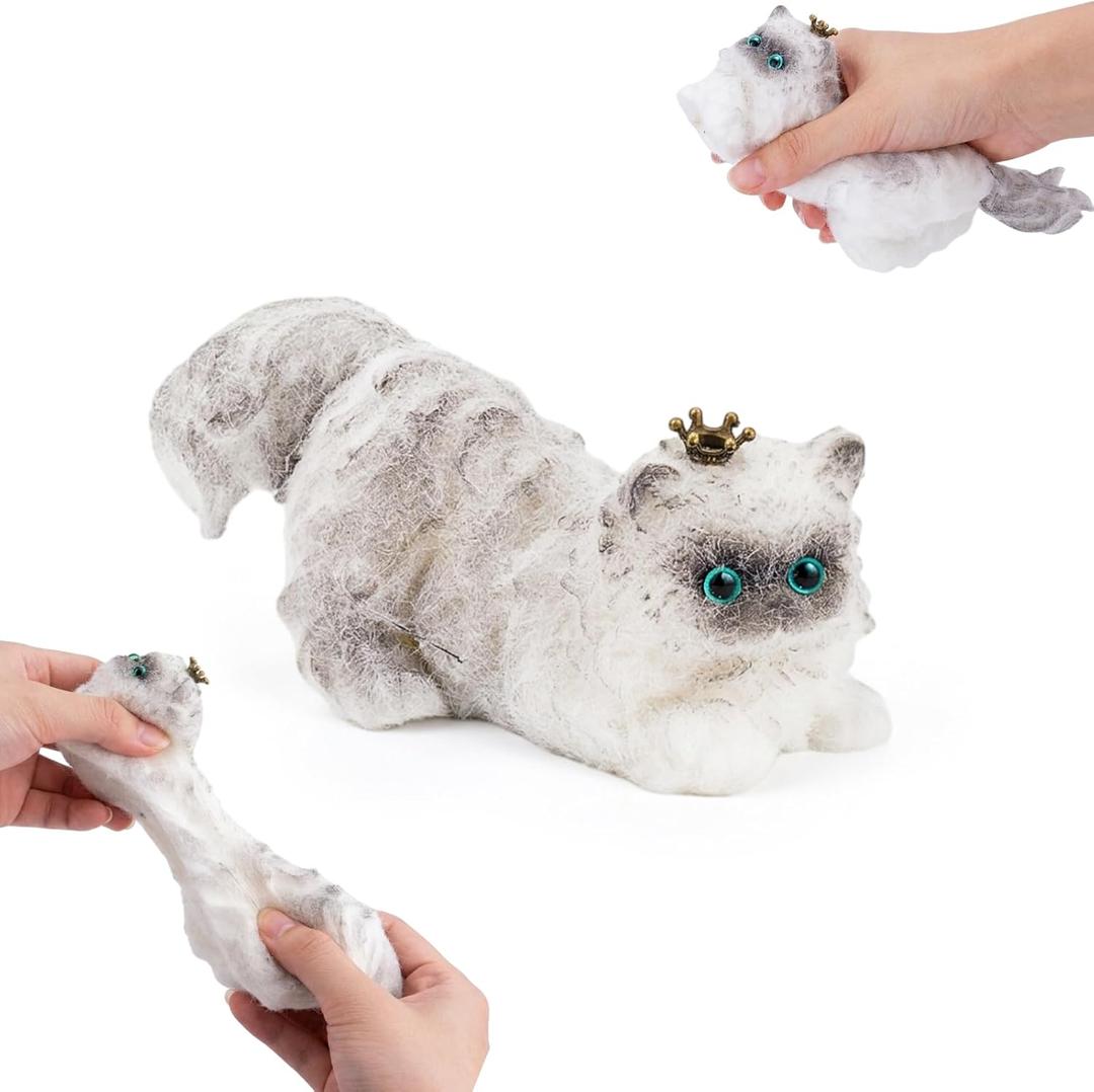 Vodolo Taba Squishy Cat,Ultra-Soft Stress Relief Squishy Fidget Toys Adults,Small Cute Sensory Squeeze Toys,Fun Kids Enjoy Decompression Toy,Soft and Relaxing Squeezing Toy,Grey