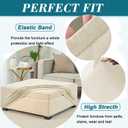 HFCNMY Ottoman Cover,Stretch Velvet Square Ottoman Cover Thick Ottoman Slipcover Square Washable Storage Foot Stool Cover with Elastic Bottom for Living Room Beige Large
