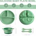 Dandat 24 Pcs Silicone Baby Feeding Set,6 Baby Toddler Suction Bowls 6 Divided Suction Plates with 6 Forks 6 Spoons, Utensils Set for Weaning Infant Feeding and Eating, 6 Styles(Vivid Color)