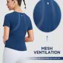 baleaf Women's Short Sleeve Workout Tops Yoga Shirts Stretchy Lightweight Athletic T-Shirts Gym Running Sports Tee (Blue, S)