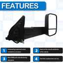 Right Passenger Side Tow Mirror Compatible With 2019-2024 Ram 2500 3500 4500 5500 Power Glass Adjustment Power Heated Manual Folding Blis Textured Black Back Cover 68381772AB