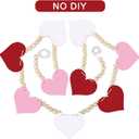 2 x 4.5 FT Valentines Day Heart Garland for Decorations, Wood Red Pink White Garland with Beads NO DIY, Hearts Valentines Banner Garlands for Mantle, Fireplace, Party Home Decor Heart (Word)