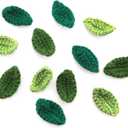 ZCZQC Crochet Green Leaf 12PCS Mixed Green Handmade Crocheted Flowers Leaves Small Applique for Decorative Embellishment Cardmaking Scrapbook Craft
