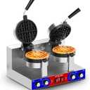 Commercial Belgain Waffle Maker - Rotating Double Waffle Maker w/Non-stick and 1.2 in Thick, Filp Belgian Waffle Machine w/ 122-572℉ Temp Range and Timer, Stainless Steel Waffle Iron, 2400W