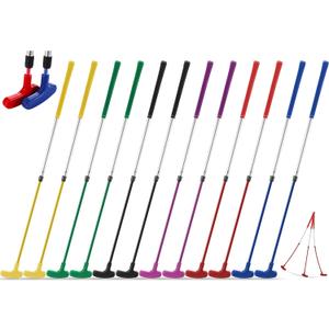 Syhood 12 Pieces Adjustable Golf Putters 6 Colors Two Way Retractable Golfball Putters Adjustable Length Aluminum Alloy Bulk for Right or Left Handed Kids Teenagers Mini Clubs