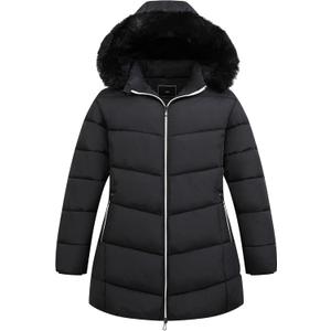 Women's Plus Size Winter Windproof Warm Down Coats Waterproof Thicken Hooded Fashions Puffer Jacket (2X, Black)