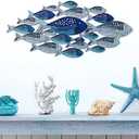 Metal Fish Wall Decor Handcrafted Fish Art Summer Metal Wall Sculpture Marine Decor for Coastal Nautical Beach or Boat Decor Collector Vacation House Blues Silver Wall Art Bedroom Bathroom Living Room