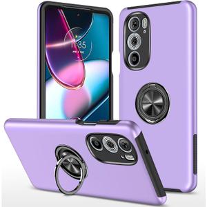 for Moto Edge 2022 Case for Motorola Moto Edge 2022 Case Military Grade Shockproof Built-in Ring Holder Kickstand Car Mount Protective Case for Moto Edge 2022 Phone Case (Purple)