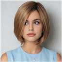 XIUFAXIRUSI XIUFAXIRUSI Short Brown Bob Wigs for Women Layered Straight Brown Mix Blonde Highlights Classic Short Hair Wig with Side Part Dark Root Natural Synthetic Wig