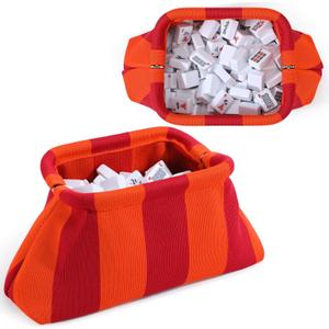Mahjong Tile Bag Mahjong Empty Bag Crochet Purses Mah Jong Accessories and Gift for Women Game Lover Summer Vacation Supplies(Orange,Orange)