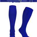 WERFORU Baseball Belt and Socks Combo Set Elastic Baseball Belt and Socks Softball Belts and Socks for Adults and Youth (Blue)