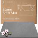 Day Moon Stone Bath Mat, Diatomaceous Earth Shower Mat, Non-Slip Super Absorbent Quick Drying Bathroom Floor Mat, Natural, Easy to Clean (23.6 x 15.35 Dark Grey)