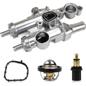 MITZONE Upgrade Aluminum Thermostat Housing Assembly Compatible with Dodge Jeep Chrysler Vehicle - 200 Sebring Compass Patriot Avenger Caliber Journey 1.8L 2.0L 2.4L Replace 68003582AB