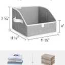 StorageWorks Closet Storage Bins, Trapezoid Organizer Box for Shelves, Fabric Clothes Bin, Foldable Organizing Baskets with Handles, Small, 3-Pack, Gray