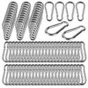 60 Pack 3" Heavy Duty Spring Snap Hook, M8 5/16" Galvanized Steel Carabiner Clip Spring Snap Hook, Small Carabiner Clip Metal Clip for Home Gym, Outdoor Traveling, Swing, Hiking, 500Lbs Capacity