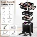5 in 1 Rolling Makeup Train Case Professional Cosmetic Trolley Large Storage Organizer on Wheels for Hairstylist Artist Nail Beauty Salon Barber Black