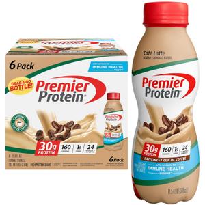 Premier Protein Shake, Caf Latte, 30g Protein 1g Sugar 24 Vitamins Minerals Nutrients to Support Immune Health, 11.5 fl oz (Pack of 11), Best By: 01/30/26