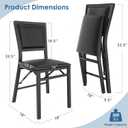 VECELO Folding Chairs Set of 2 with Cushion, Foldable Padded Seats with Heavy Duty Metal Frame for Kitchen/Dining/Living Room, No Assembly & Space Saving Design, Black