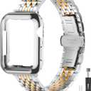 QUNDAXI Slim Metal Band with Apple Watch Band 40mm 41mm 38mm 45mm 44mm 42mm, Dressy Stainless Steel Chain Strap for Women Man iWatch Bands Series 9 8 7 6 5 4 3 2 1 SE SE2