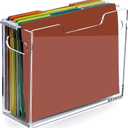 Clear File Box Hanging File Folder Organizer, Letter Size Portable Acrylic File Organizer Box with Handle, Filing Holder for Desk Home Office - 1 Pack