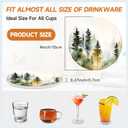 2 x Forest Pattern Coasters Set of 6 with Holder and Cork Base-4in Absorbent Ceramics Coaster for Tabletop Protection Drink Coasters - Coffee Table, Home Decor-Housewarming Gifts for New Home