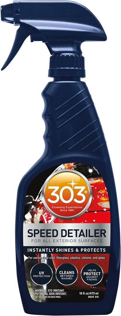 303 Products Speed Detailer - For All Exterior Automotive Surfaces - Instantly Shines And Protects Paint - Cleans Between Washes - UV Protection, 16 fl. oz. (30216CSR) Packaging May Vary