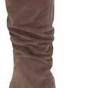 Juliet Holy  Womens Knee High Boots Chunky High Heel Square Toe Side Zipper Wide Calf Boot  (Coffee, 11)