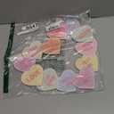 Valentines Day Conversation Heart Door Sign Hanger Valentine's Day Wooden Wreath Happy Valentines Day Decor for Front Door 12 Hearts Pattern Wood Wall Hanging Heart Sign with Ribbon Home Decorations