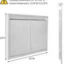 JIE JIN BBQ Access Door 24" W X 24" H Outdoor Kitchen Doors Double Doors Thickened 304 Stainless Steel Outdoor Kitchen Accessories Door for Indoor/Outdoor Kitchen Outdoor Cabinet BBQ Island