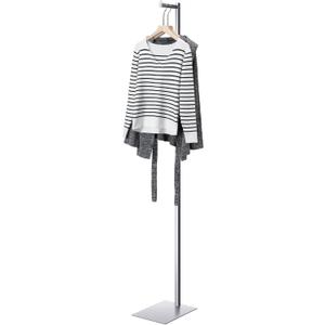 Sintuff Adjustable Cloth Display Stand 48-72 Inches Single Garment Rack Metal Costumer T Shirt Display for Thrift Shop Vendors Retail Store(Silver)